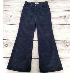 Levis 31x32 Black Corduroy Ribcage Bell Bottom Jeans Wide Leg Western Y2k Zipper